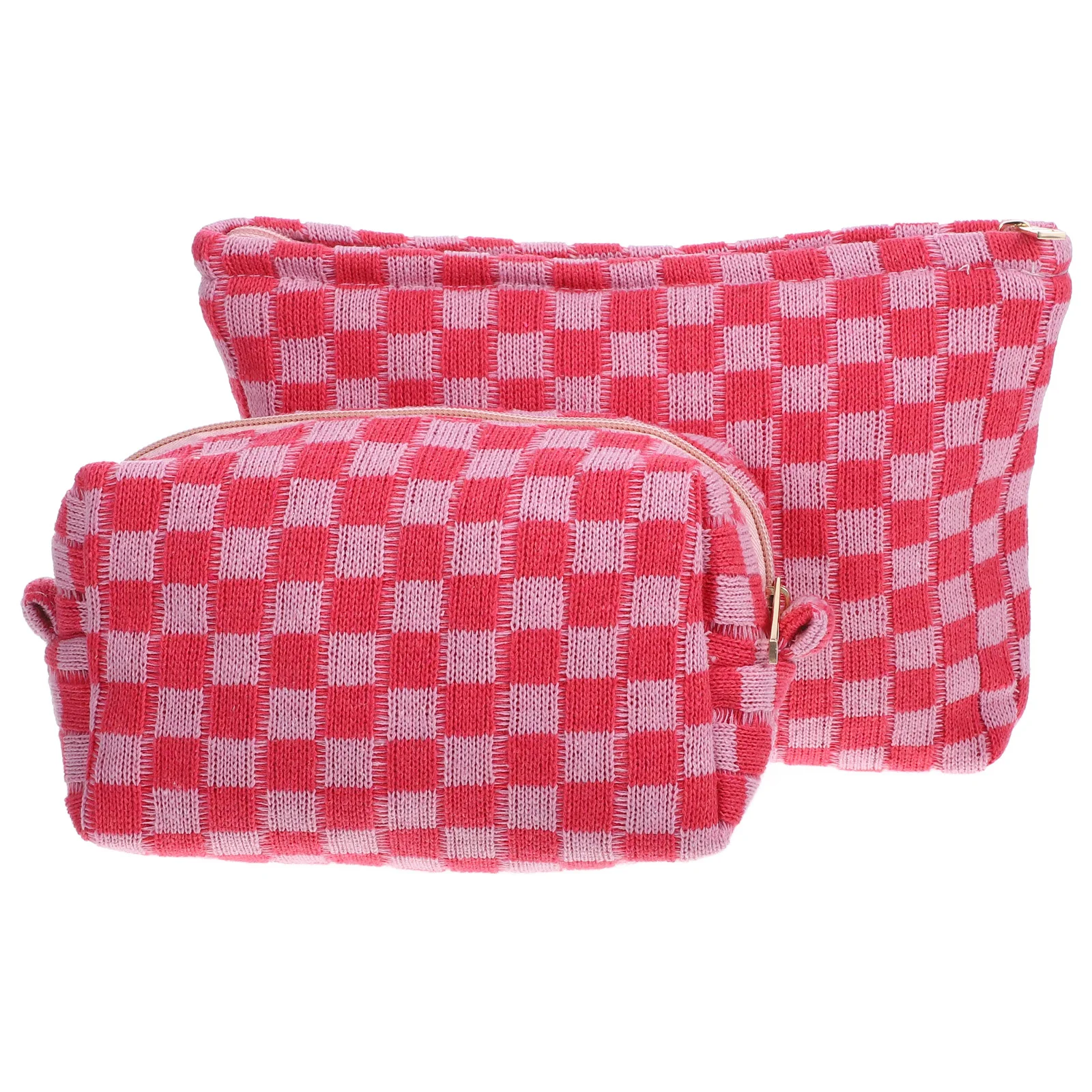 2-teiliges kariertes Make-up-Organizer-Taschen-Set mit großer Kapazität für die Aufbewahrung von Reise-Make-up-Taschen für den täglichen Gebrauch, kariertes Federmäppchen