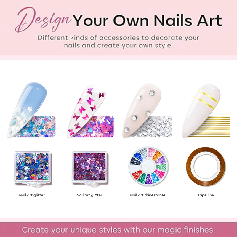 Zestaw żelowych lakierów do paznokci 77 PCS z światłem U V Soak Off Base Top Coat Zestaw żelowych lakierów dla kobiet i dziewcząt Kompletny zestaw żelowych lakierów dla początkujących