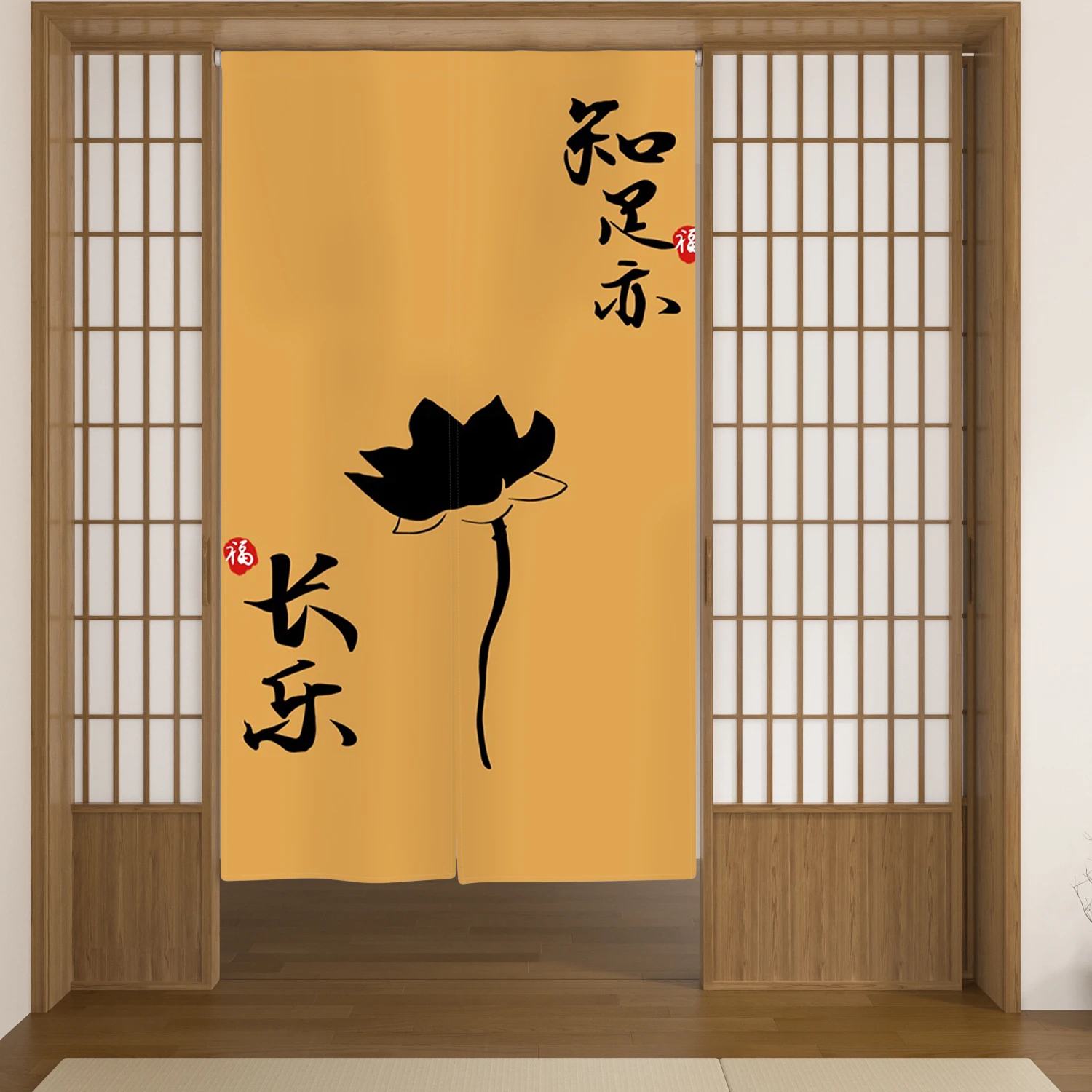 Noren Japanese Cherry Blossom Lotus Linen Door Curtains Screens Restaurant Kitchen Partition Room Entrance Hanging Half-curtains