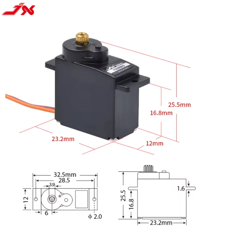 JX Servo PDI-1109MG 9g 2.5kg Metal Gear Digital Mini Servo for Fixed-wing 1/18 RC Car Boat Robot Arm Helicopter