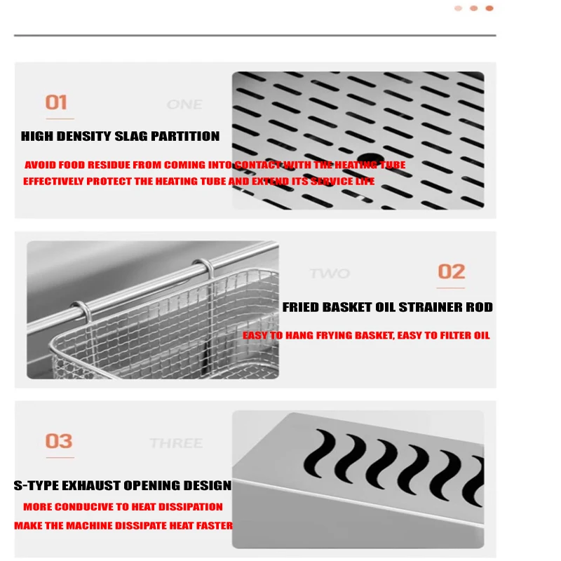 Fritadeira comercial fritadeira elétrica de bancada com cesta fritadeira de óleo único de aço inoxidável com controle de temperatura