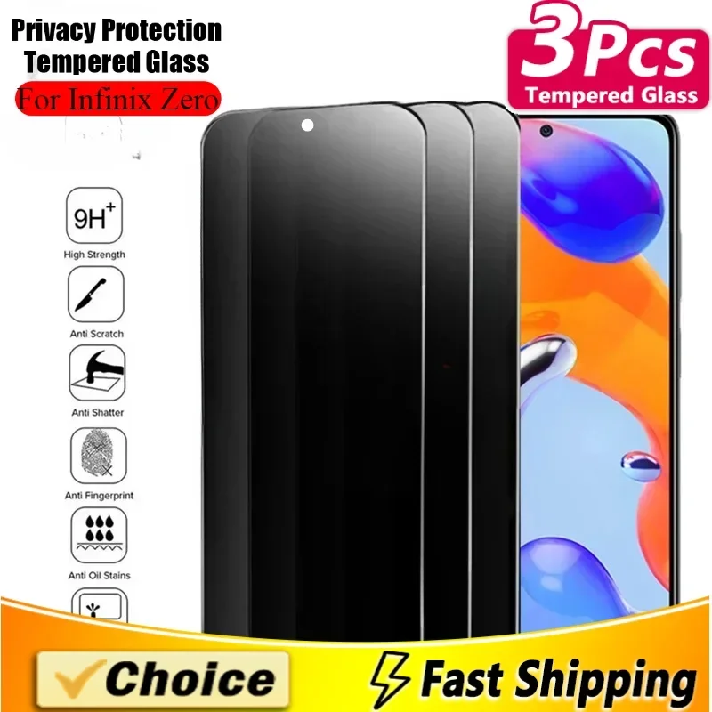 3 Pcs 3D Privacy Screen Protectors For Infinix Zero(5G)(2023) 4Plus 5Pro 6Pro 8i X Neo X Pro 20 Anti-spy Protective Anti-Scratch