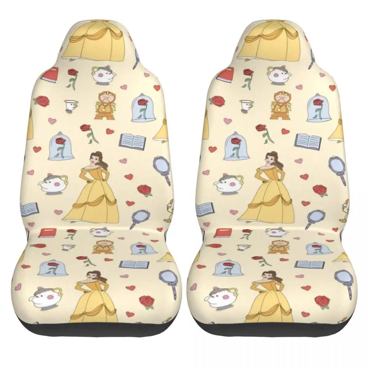 

Belle Beauty And The Beast Car Seat Covers Elastic 2 Pcs Auto Seat Covers Premium Truck Polyester Cover