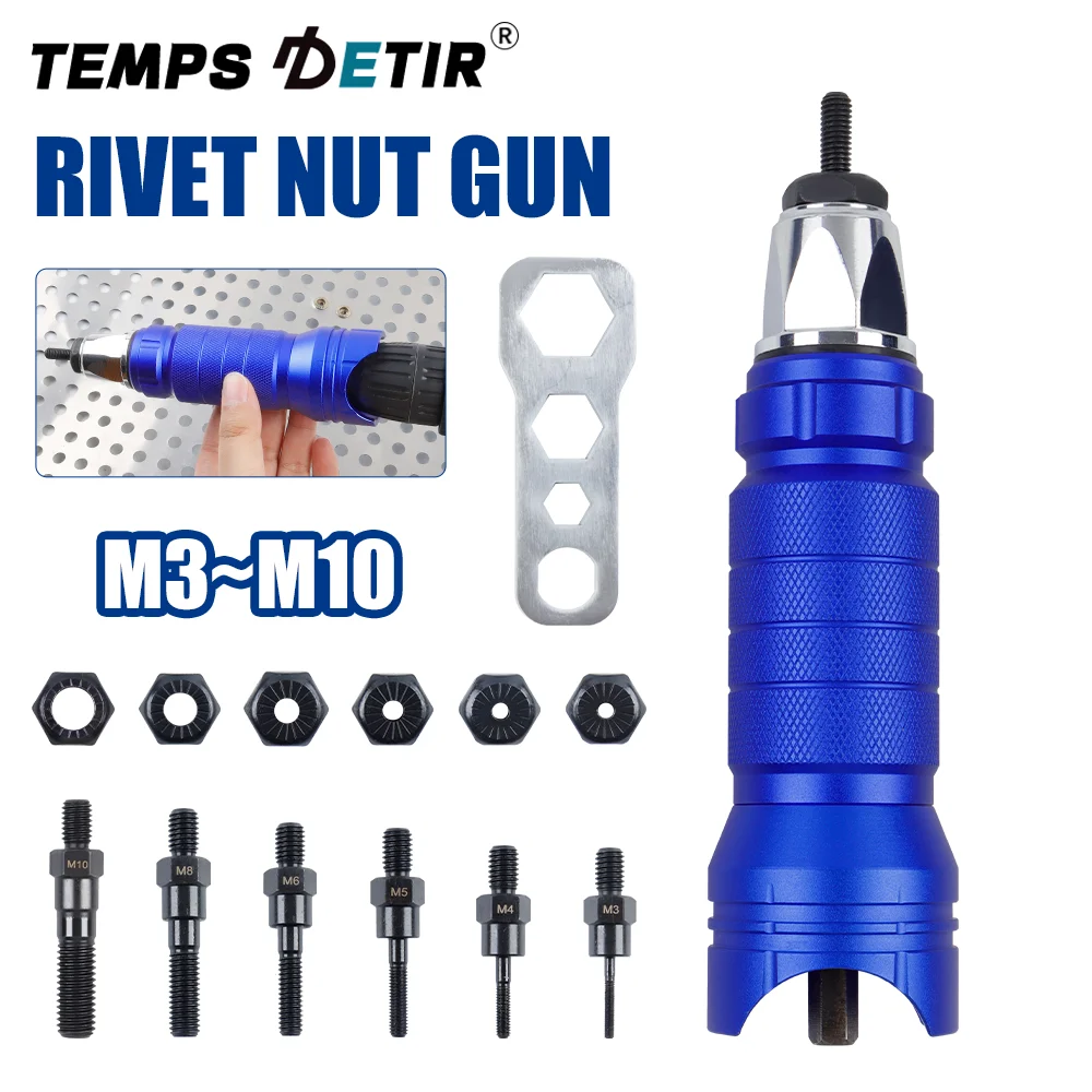 M3-M10 Rivet Nut Gun Electric Rivet Nut Gun Conversion Head Rivet Nut Tool Pull Rivet Gun Cordless Rivet Gun, For Electric Drill