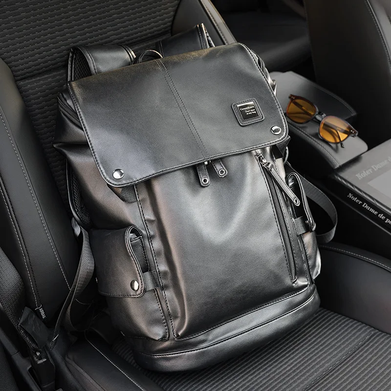 High Quality Backpack Men Luxury Leather Men's Backpacks USB Charging Back Pack 14 Inch Laptop Bag Large Capacity Travel Backbag