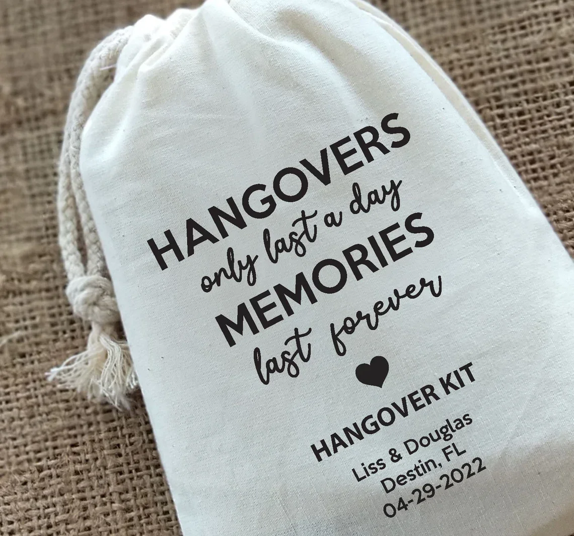 25 PCS Hangovers Last a Day Memories Last Forever-Wedding Favors-Bachelorette Party Favor-Hangover Kit-Survival Kit