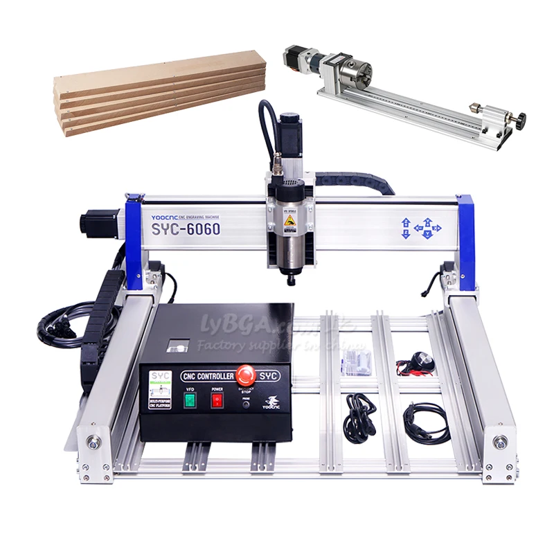 New LY 9090 CNC Router 3axis 4axis SYC Series Drilling and Milling Woodworking Engraver 800W 1500W Optional MDF Worktable