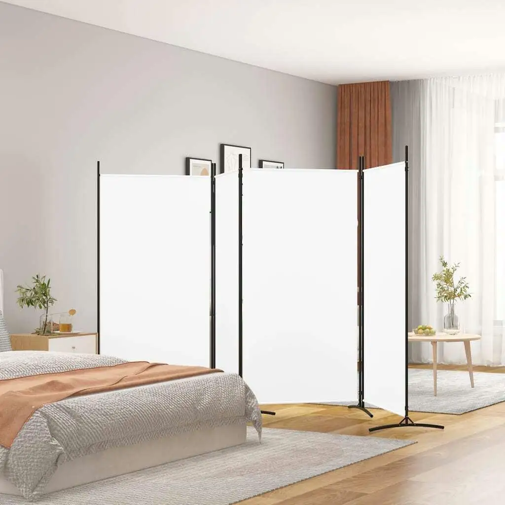 

4-Panel White Fabric Room Divider Screen - 136.2x70.9 cm Folding Partition for Home Decor