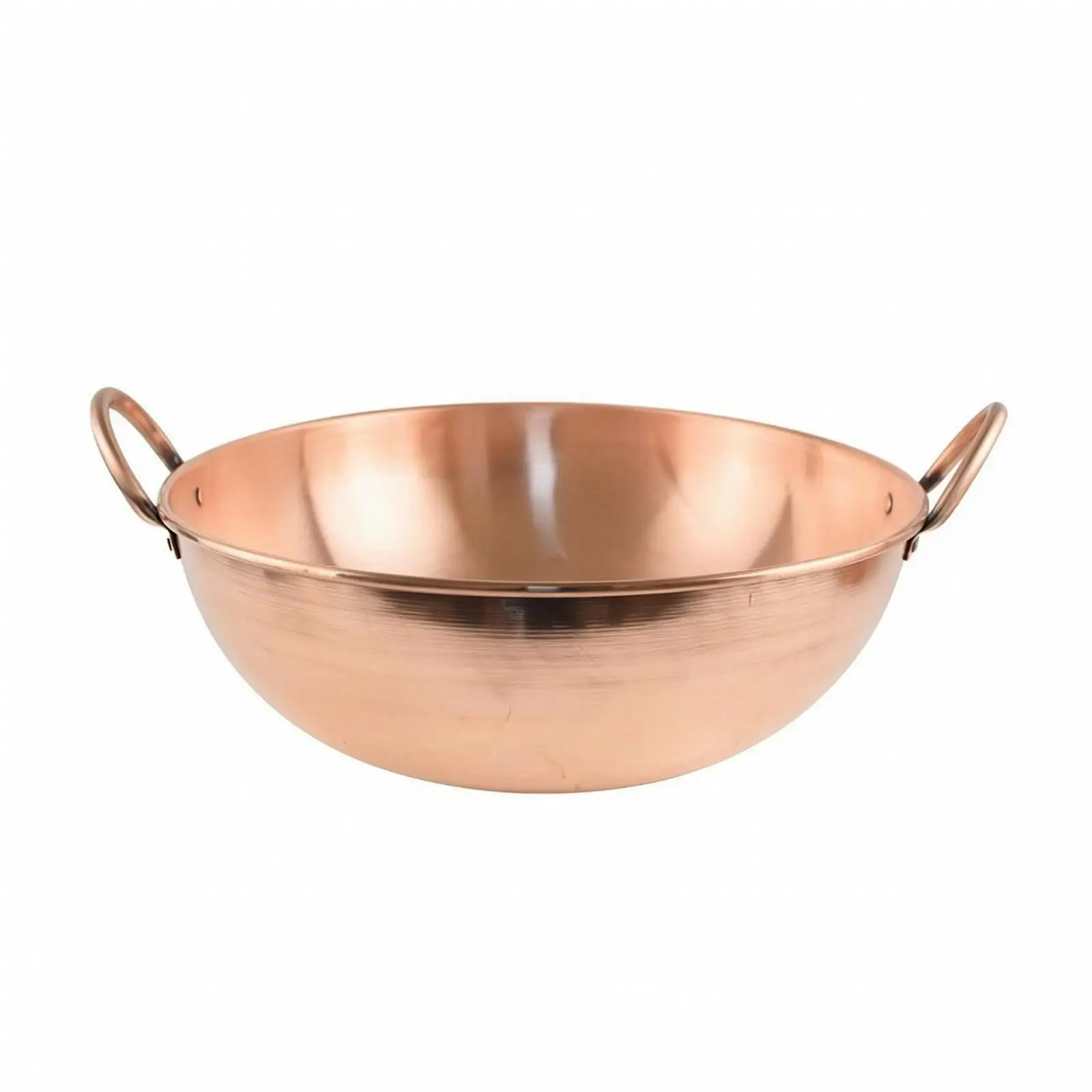 Copper Wok with Two Loop Handles Induction Compatible Copper Wok Uniform Heat Distribution Cooking Vessel for Home Cooks,