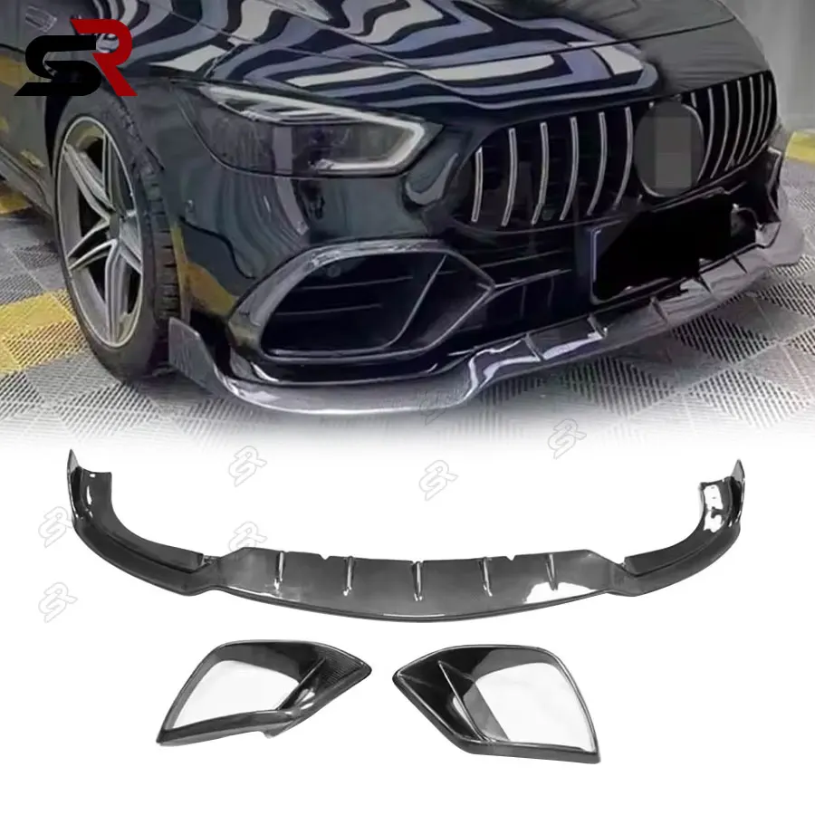 For Mercedes-Benz AMG GT63 GT63S 19-23 Carbon Fiber Car Bumper Front Lip Spoiler Air Vent Covers Fog Lights Car Accessories