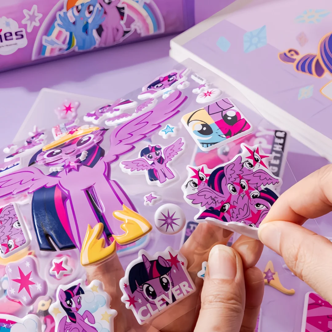 My Little Pony Twilight Sparkle Pinkie Pie 3D Bubble Stickers for Children Cute Cartoon Stickers for Phone, Water Bottle, Luggage Decoration Random Styles Sent