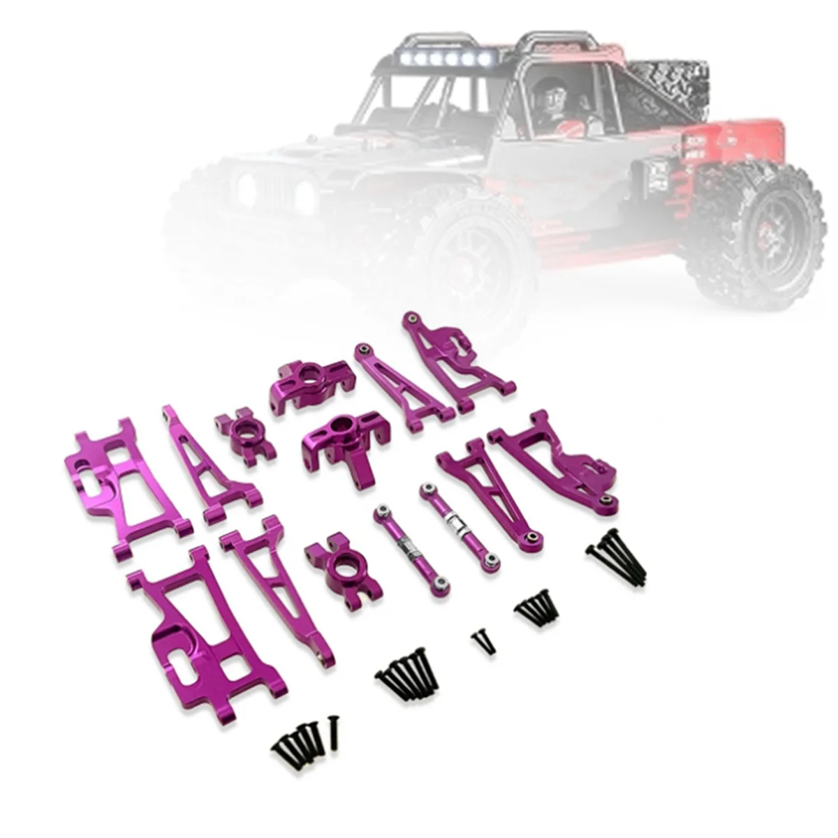 

Ultra-Durable RC Car Accessories Metal Swing Arm Steering Cup Upgrade Set for MJX Hyper Go 1/14 14209 14210 H14BM RC Car(Purple)