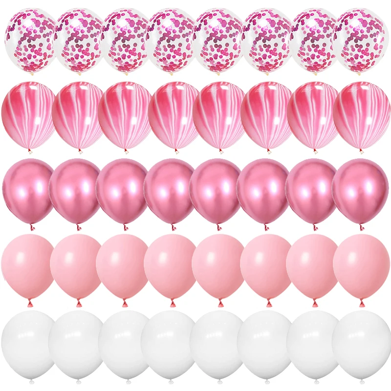 40pcs Rose Gold Confetti Latex Balloons Happy Birthday Party Decorations Adult Kids 1 2 3 5 10 14 15 18 30 35 40 50 60 Year Old