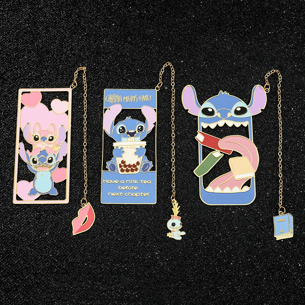 Marcapáginas de Stitch para comer, marcador de libro de Metal para amantes de los libros, regalo para padres e hijos, accesorio de Anime