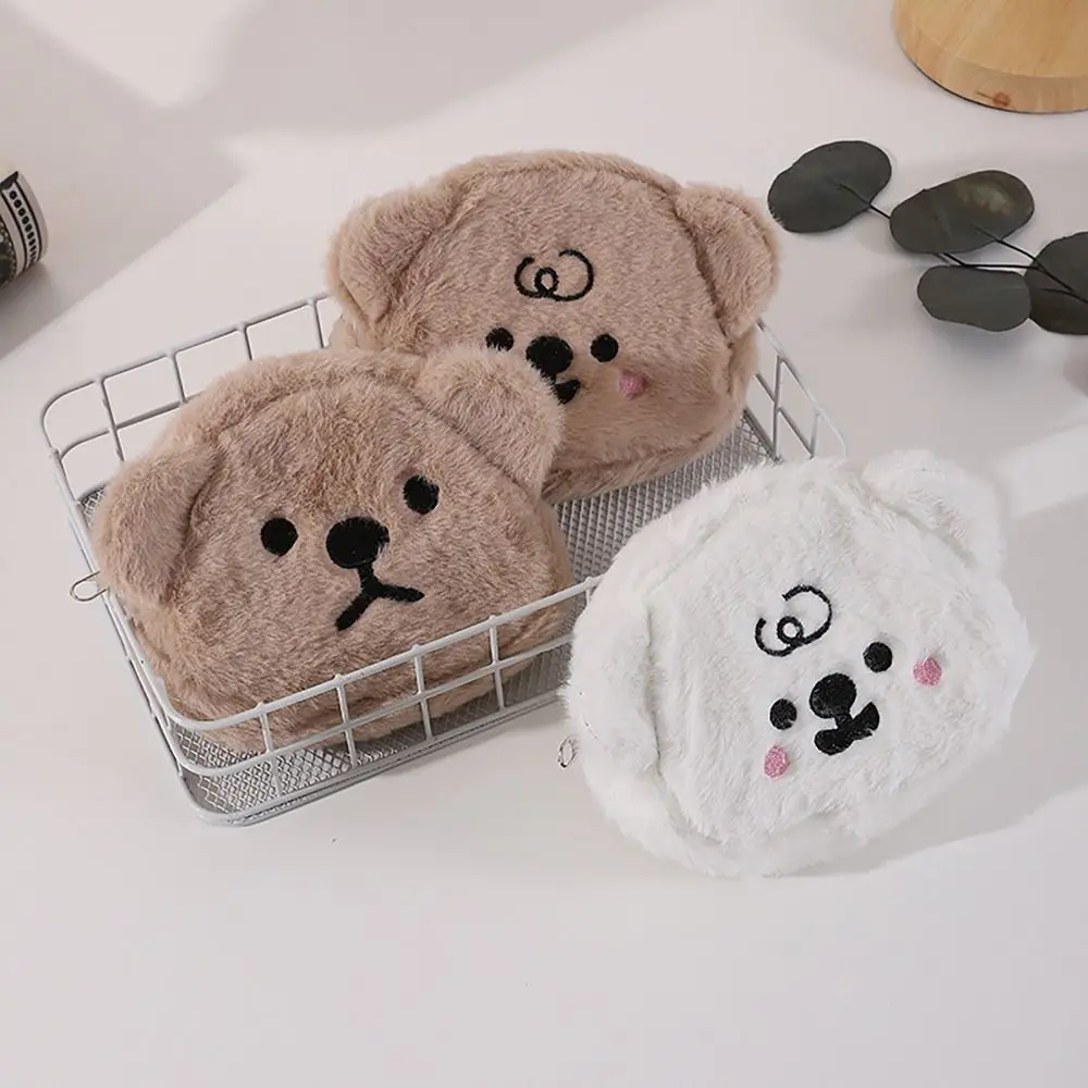 Plush Money Coin Purse 2024 New Makeup Bag Cute Bear Earphone Bag Cosmetic Bag Male