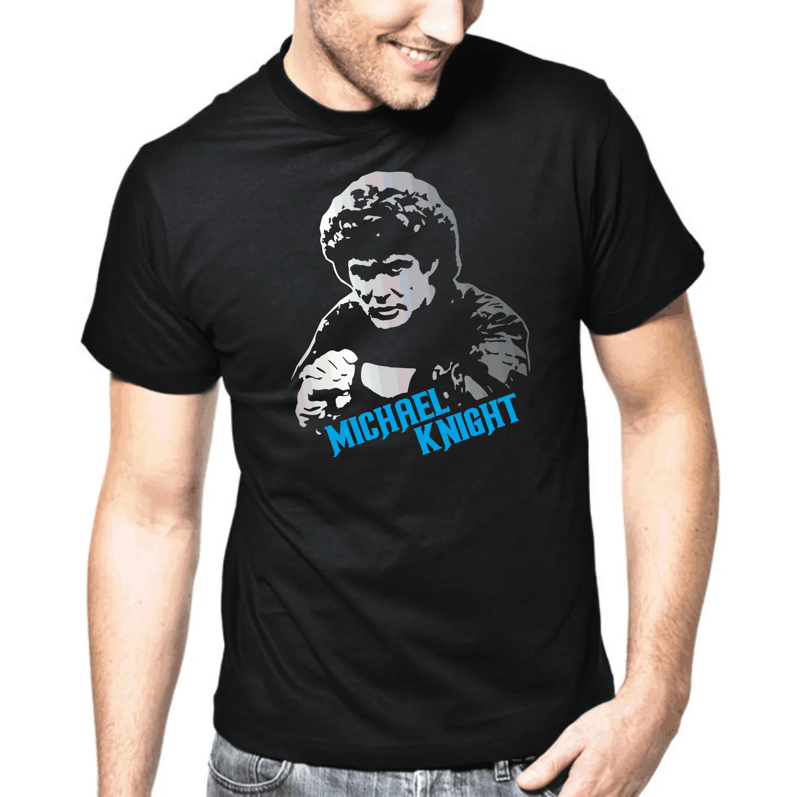 Michael Knight Kitt Rider David Hasselhoff Foundation Retro Cult 80s Fun T-Shirt