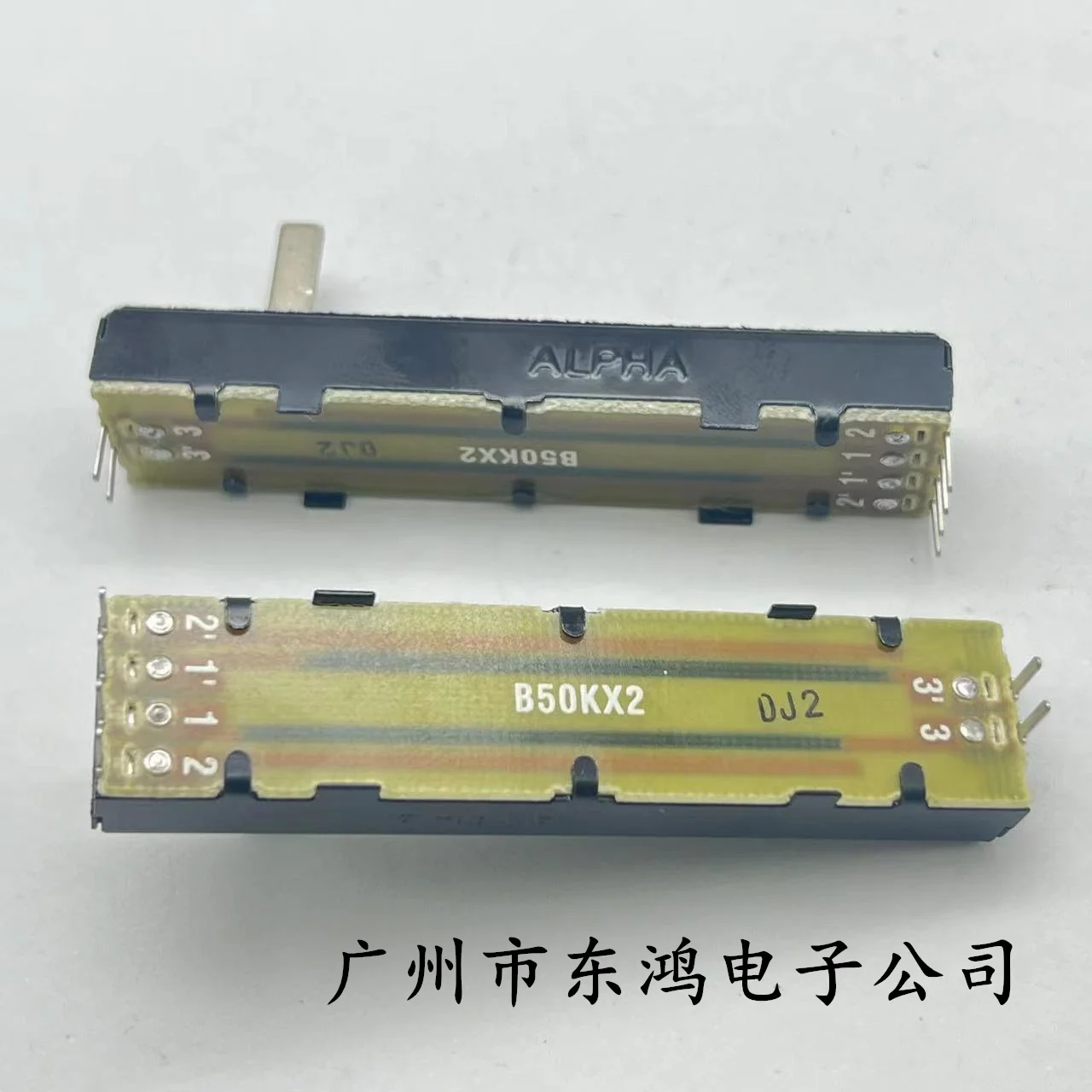 1 STKS originele Taiwan 73mm rechte schuifpotentiometer dual B50Kx2 6 pin aslengte 15mm met stofpreventie