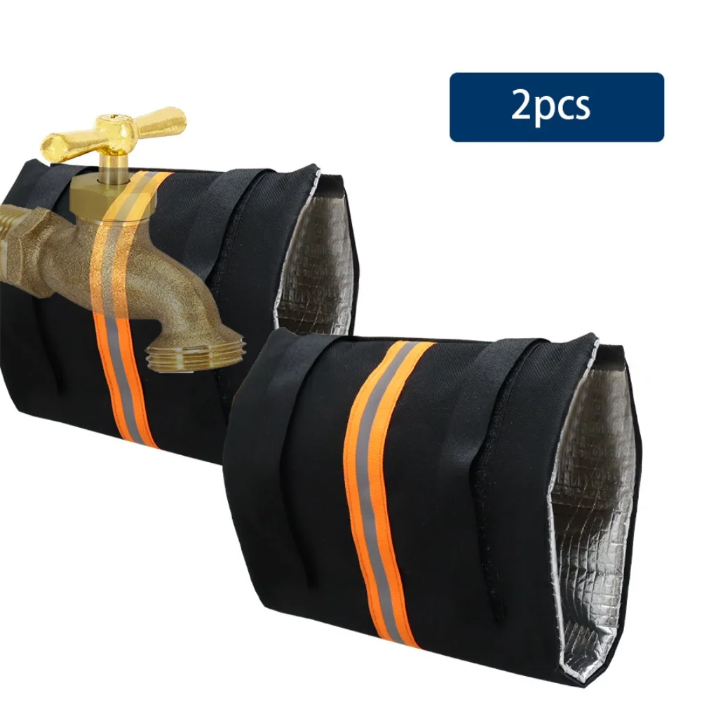 Outdoor Faucet Cover 2 Pack with Aluminum Foil Insulation and Reflective Strip for Frost and Freeze Protection