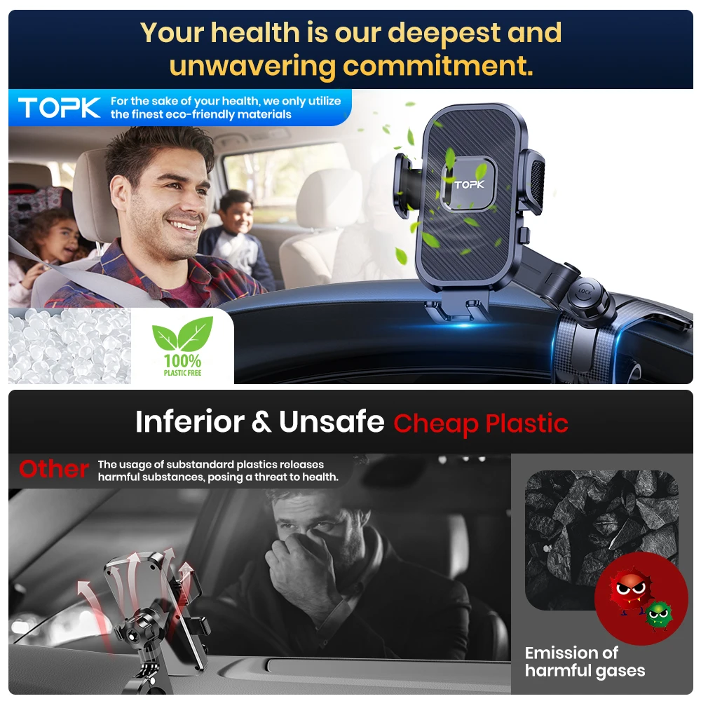 TOPK Armaturenbrett-Autotelefonhalterung Einfacher Clip HUD-Halterung Sicheres Fahren GPS-Halterung Universeller Ständer für iPhone 15 14 Samsung Xiaomi – Detail 6