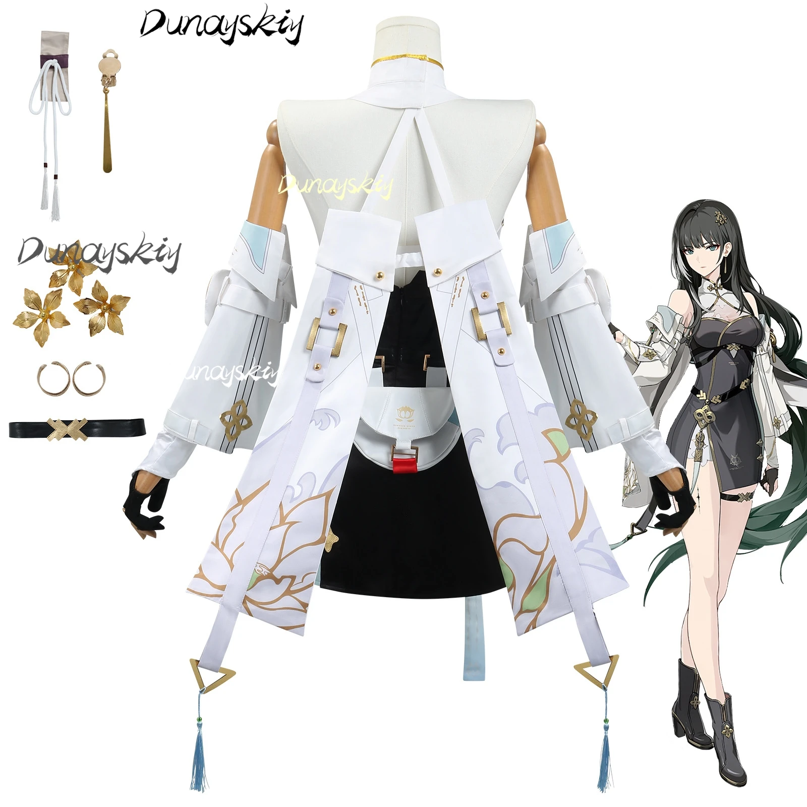 バイジー-女性用ウィッグ付きコスプレ衣装,アニメゲームの衣装,ハロウィーンパーティー用にカスタマイズされた服