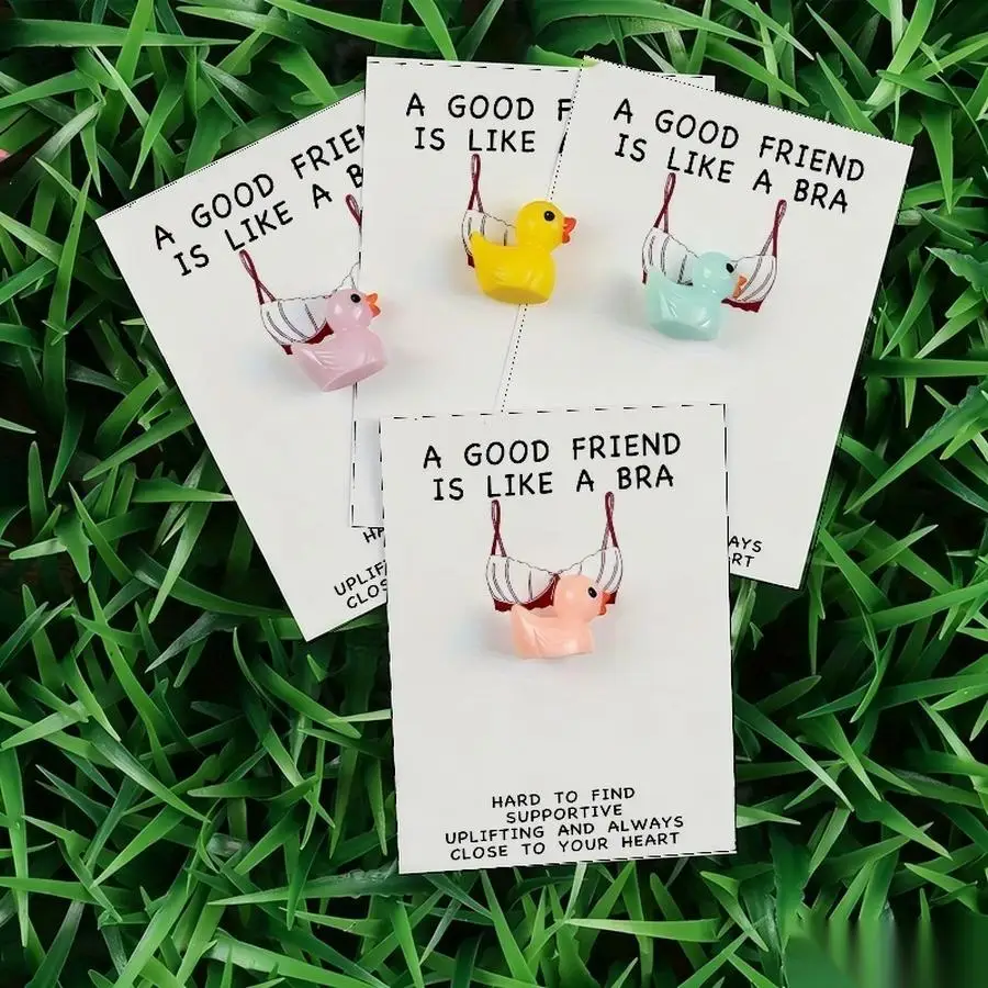 1/5/10/20/50/100pcs  Lucky Duck Pocket Hugs - Fantasy Theme Resin Charms with Inspirational Messages, Assorted Colors, Includes
