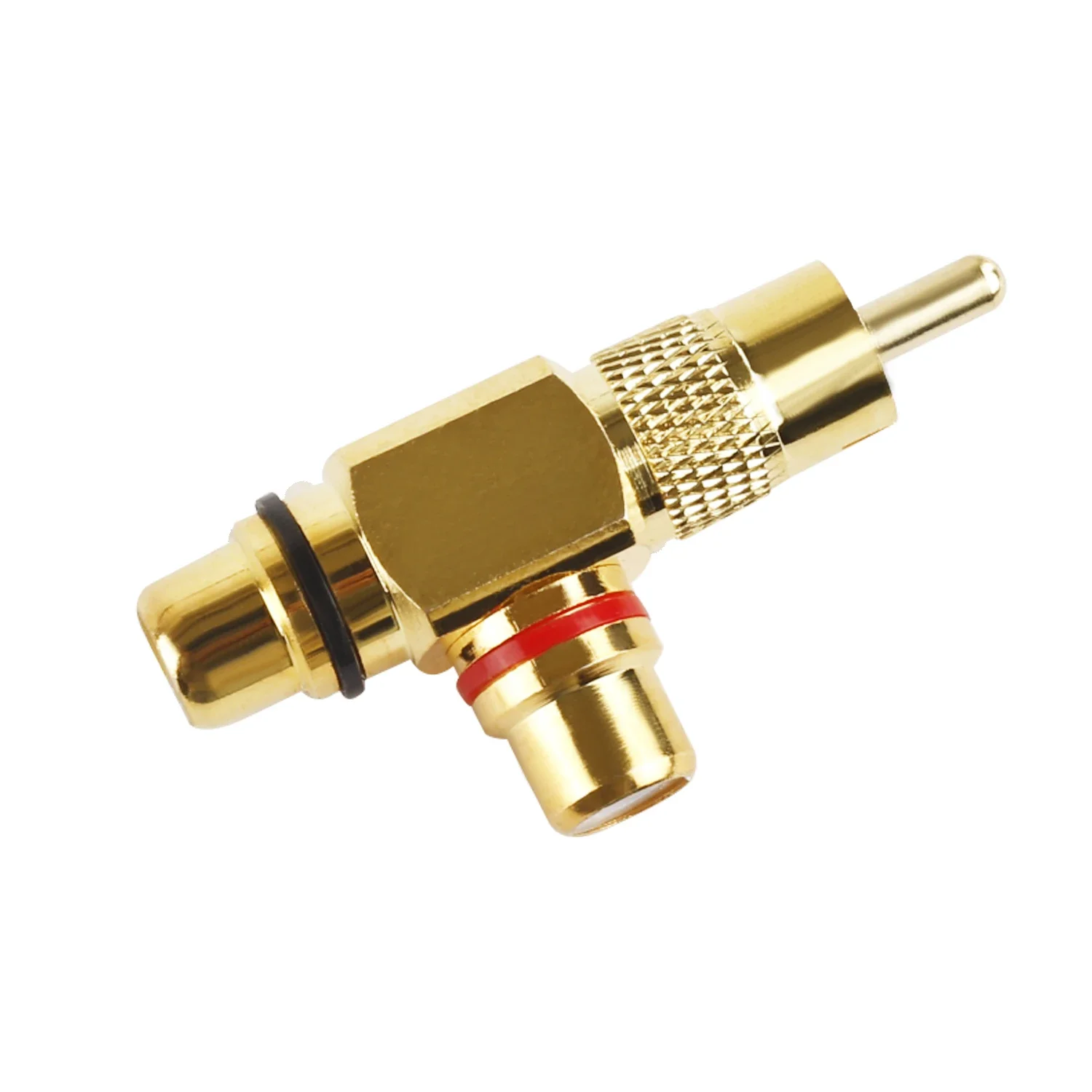 1pc for Gold-Plated RCA Male to 2 Female  Splitter Adapter AV Video Audio T Plug  3-Way  R Connector Jack