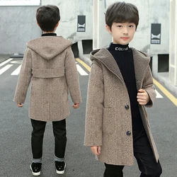 Girls Wool Coat Jacket Outerwear 2022 Khaki Thicken Velvet Winter Autumn Cotton Plus Size Windproof Children's Clothing