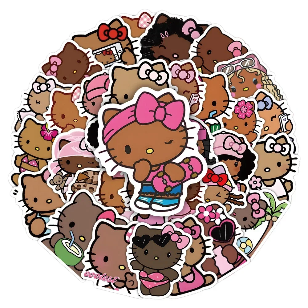 Autocollant de peau noire Sanrio Hello Kitty, autocollant cadeau Surprise aléatoire pour boîte aveugle
