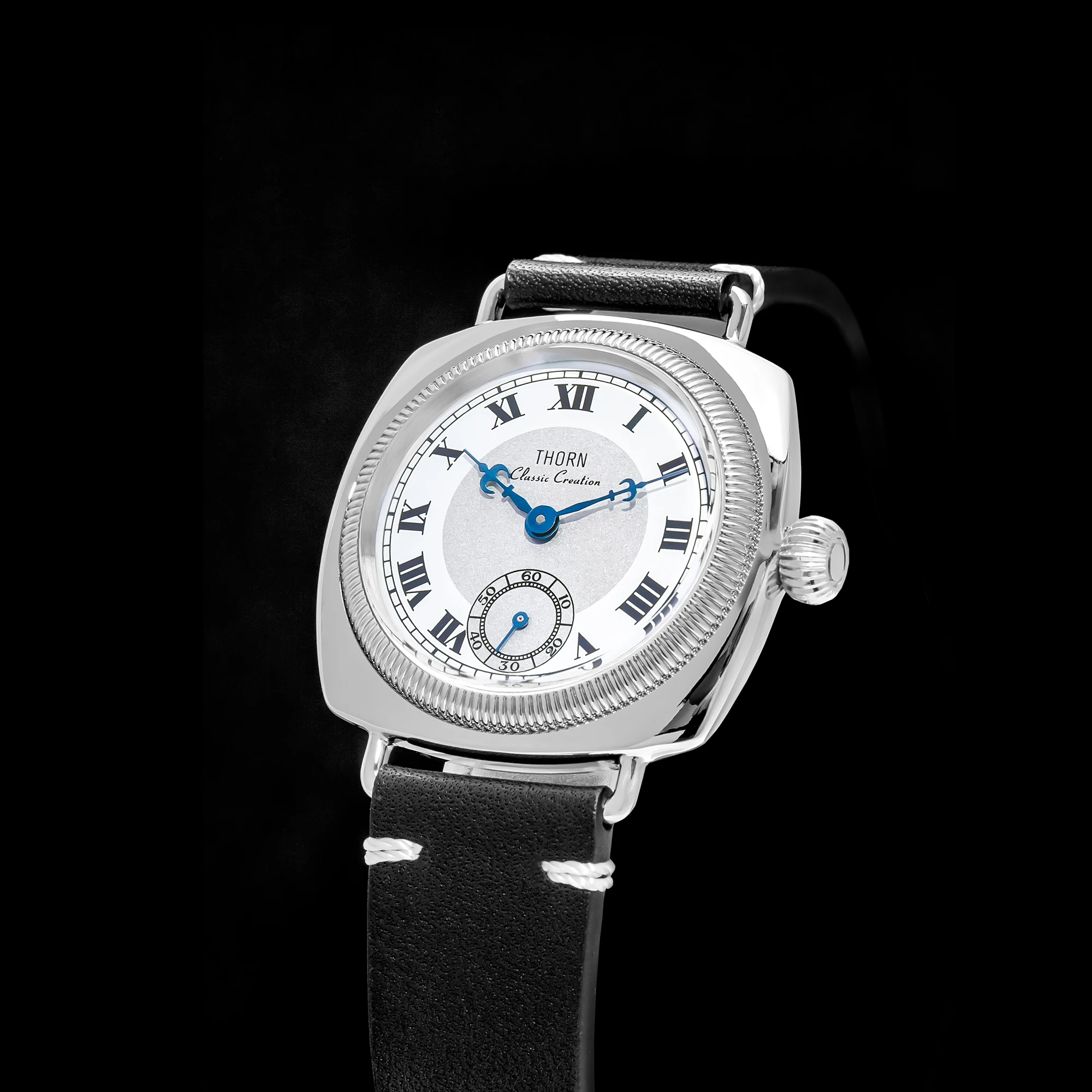 【T002】THORN-Uhr im klassischen Oyster-Stil, antike, kissenförmige Uhr im Retro-Stil, Paaruhr für Herren und Damen – Detail 10