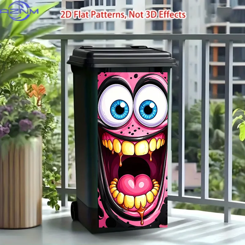 Sticker, 1 Sheet, 37*82cm/14.57*32.28in, Featuring a Pink Monster Baring Teeth and Sticking Out Tongue Pattern Design. This St