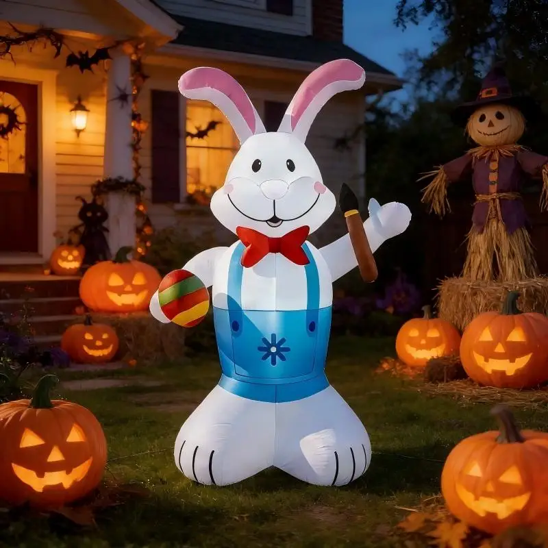 

Надувной Пасхальный Декор: Кролик-Принтер 6 футов с LED-подсветкой, надувная фигура для двора, Пасхальное украшение