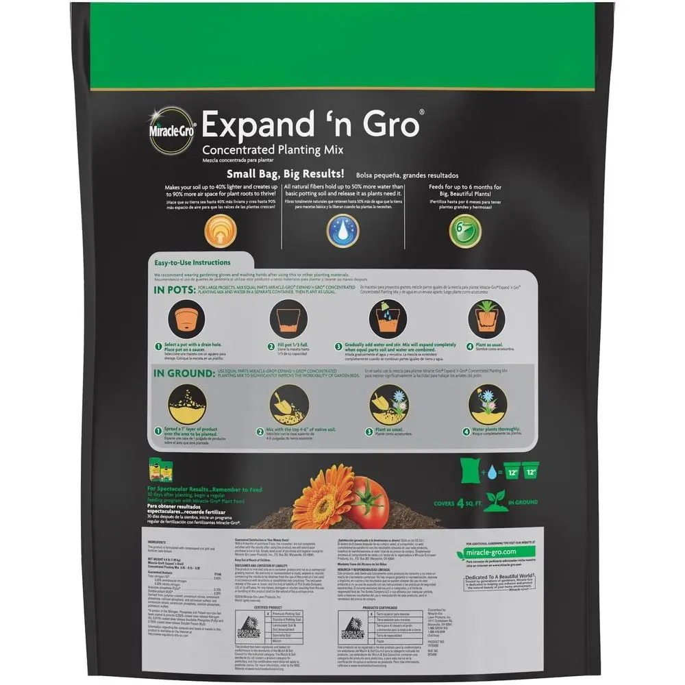Concentrated Planting Mix, .33 cu. t. | Just Add Water or up to 3X Expansion, or Container and In-Ground Use. Expands up to 1 cu