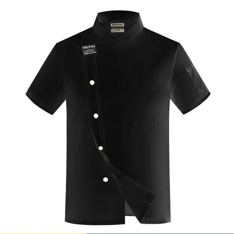 Jaqueta Chef Unisex Manga Curta para Homens, Camisas Cozinheiro De Cozinha, Uniforme De Restaurante, Padaria E Garçom