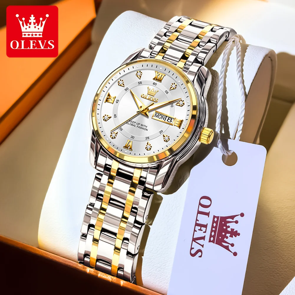 

OLEVS Brand 2025 New Fashion Quartz Watches Women Luxury Stainless Steel Waterproof Luminous Women Dress Watch Relogio Feminino