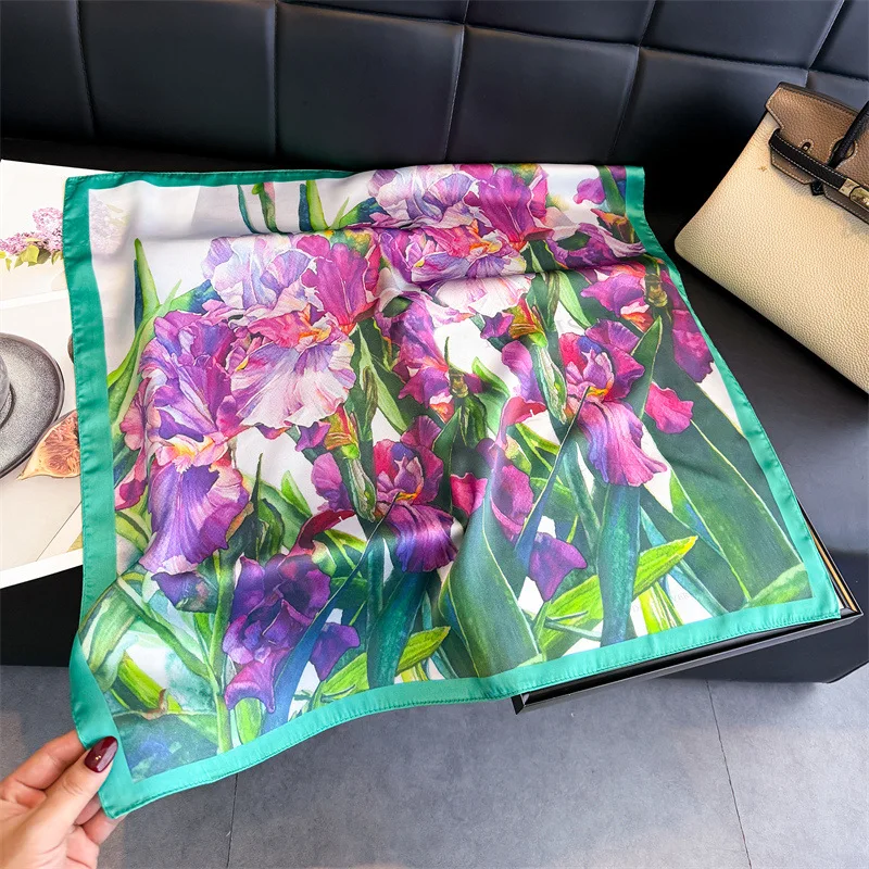 

Women 70cm Square Silk Scarf/scarves Luxury Wrap 2026 Hair Tie Band Bag Warp Soft Neckerchief Hijab Headscarf Female Foulard