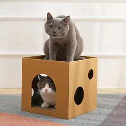 Cat Toys Cardboard Box Cat Scratching Board Grinding Nails DIY Two-layer Cat Bed Protecting Furniture Cats Scratcher Toy