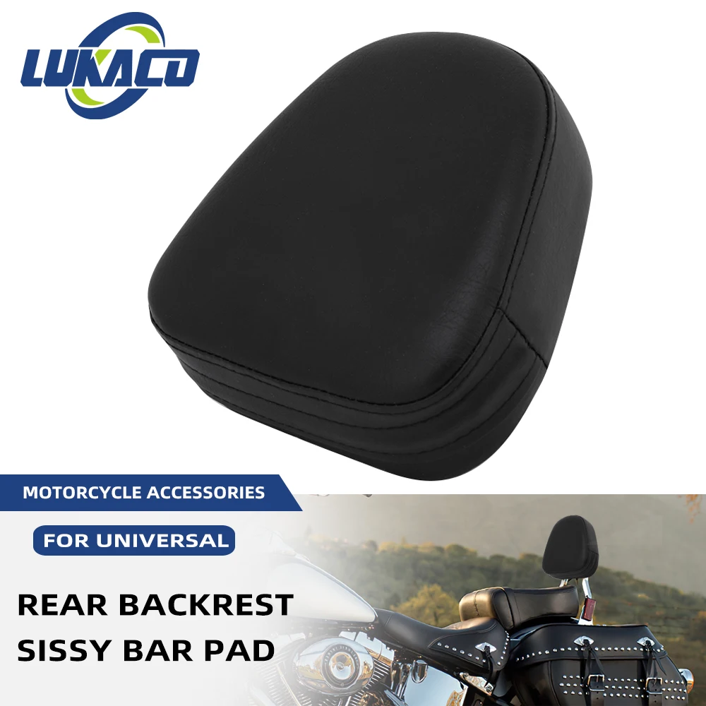 Universal Motorcycle Rear Backrest Sissy Bar Leather Black Cushion Pad For Harley Yamaha Honda BMW Kawasaki Chopper Cruiser