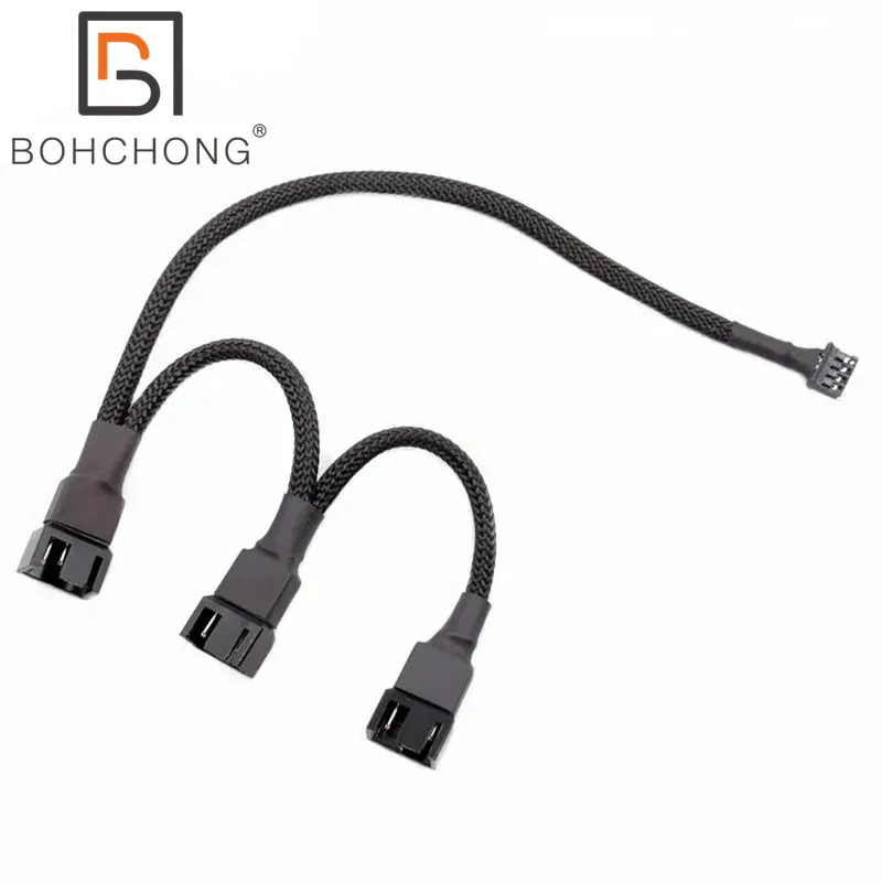 

Графическая карта с черным рукавом PH2.0 Мини-4-контактный на 3-портовый 4-контактный ШИМ-цепочка Daisy Chain Кабель питания вентилятора процессора для радиатора графического процессора-40 см + 10 + 10 см