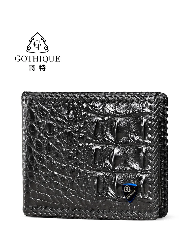 2024 New Hand Woven Crocodile Leather Men's Wallet Business Short Wallet With Multiple Card Slots Horizontal High-end Wallet 45