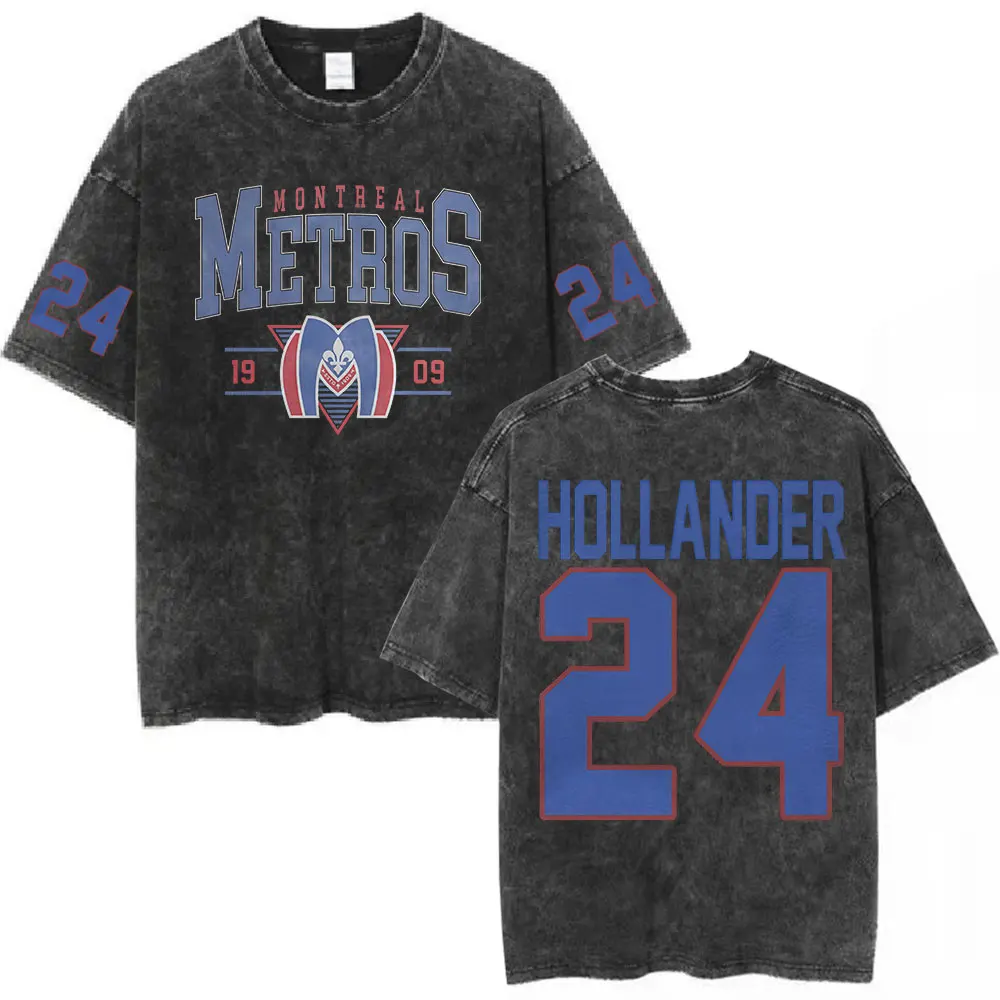 Camisetas con efecto lavado de Heated Rivalry Shane Hollander 24 Montreal Metros, ropa informal para hombre y mujer, camisetas de manga corta extragrandes