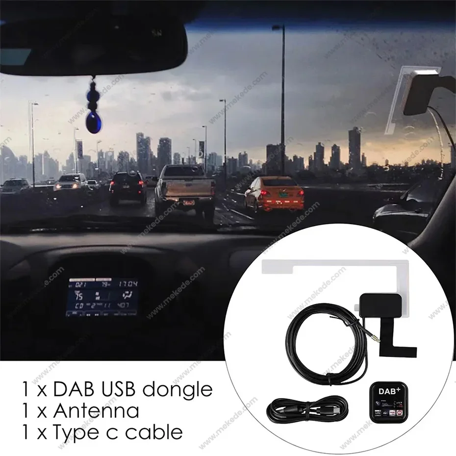 Universal DAB+ Antenna Car Digital Radio Tuner with USB Type C Adapter MCX Cable Car Radio FM Signal Audio Amplifier DAB Dongle