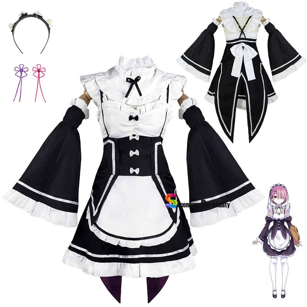 Rem Ram Maid Cosplay Costumes Re:Zero kara Hajimeru Isekai Seikatsu Kawaii cos dresses Re Life In a Different World Anime Maid