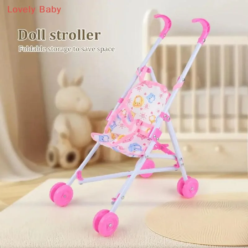 【BS】Duurzame Interactieve Poppen Kinderwagen Fantasiespel Speelgoed Stabiele Pop Handkar Plastic Kinderwagen Voor Jongens Meisjes Baby's