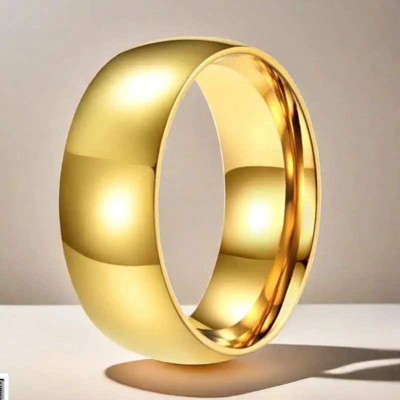Anillo chapado en oro amarillo de 18k para hombre y mujer, sortija Simple de 24k, larga duración, no se decolora, 999