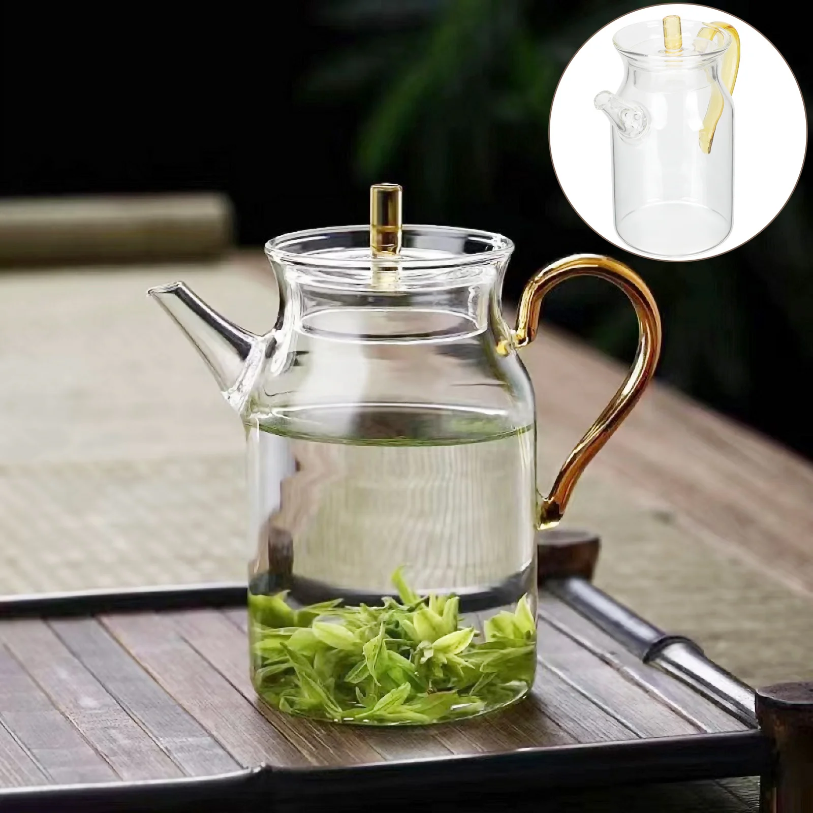 

Glass Teapot Portable Handheld Office Flower Tea Kettle 300ml Heat Resistant Loose Leaf Tea Infuser Home Glass Teapot