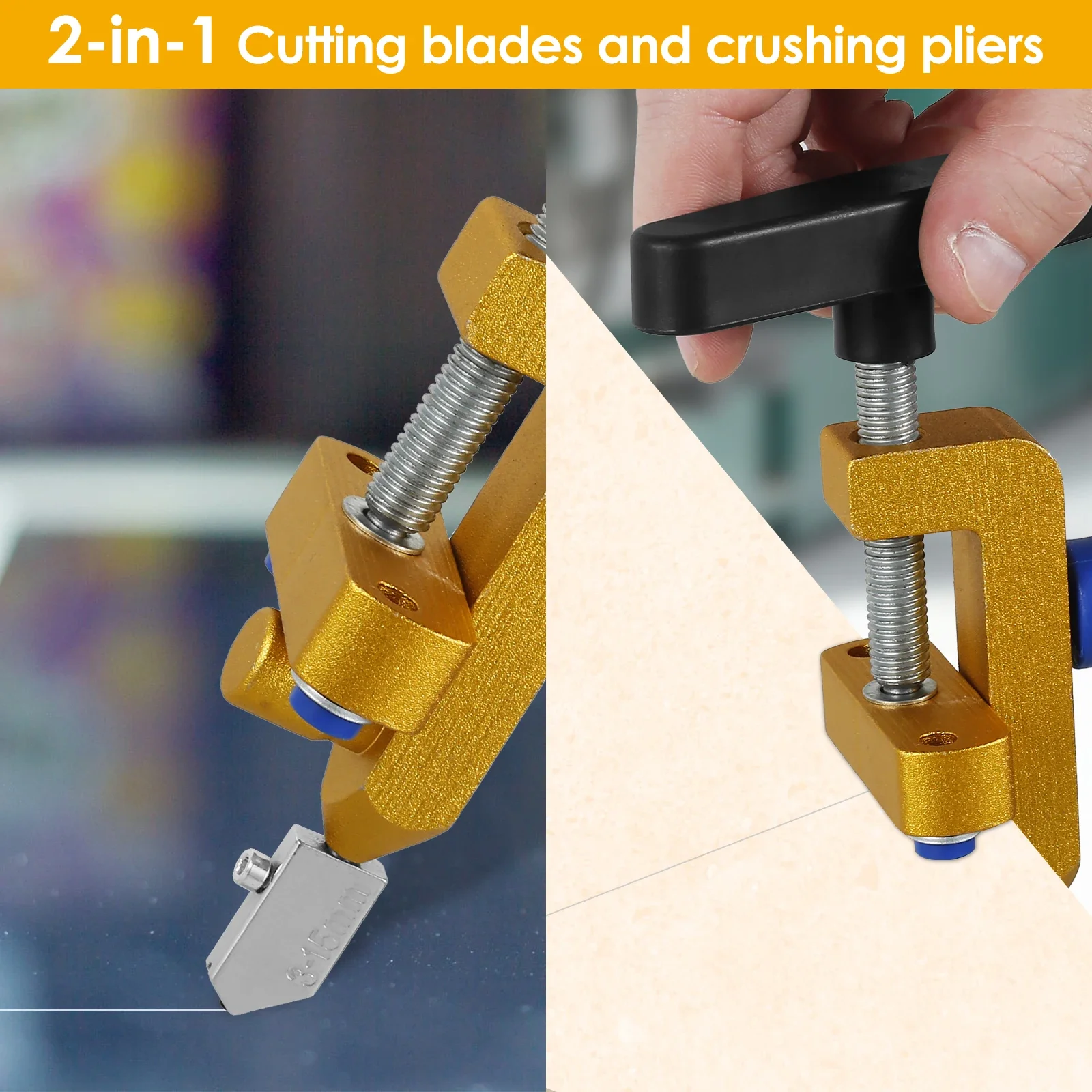 Glassnijder 2 in 1 Tegelsnijder Gereedschap 3 mm-15 mm Aluminium Spiegel Snijden Handgereedschap Scherp Glassnijgereedschap voor keramische tegels