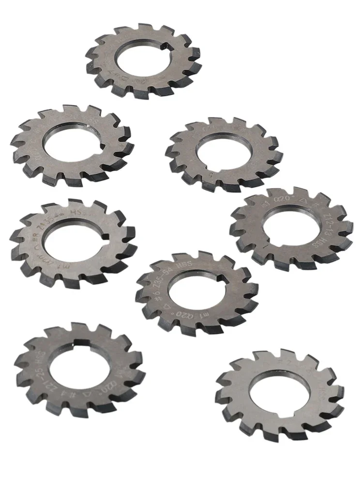 Professional Gear Cutting Made Possible with 8pcs HSS M1 Gear Cutters Set  22mm Diameter  20 Degree Pressure Angle