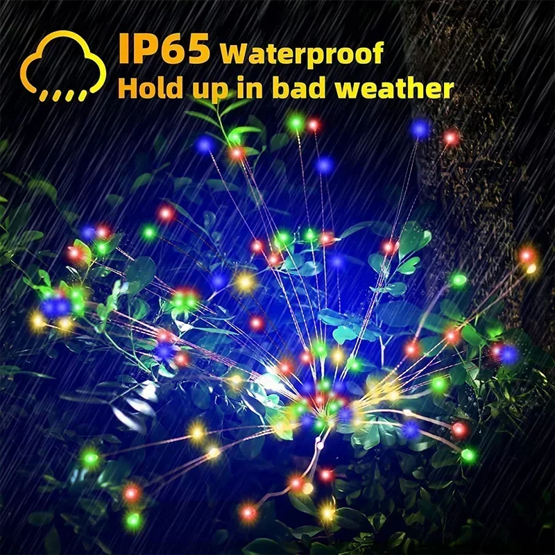 Solar LED Firework Fairy Light Outdoor Garden Decoration Lawn Pathway Light For Patio Yard Party Christmas Wedding