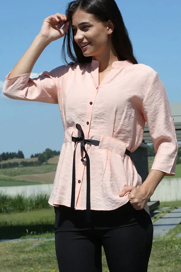 BELİ RIBBON BAĞLAMALI SHIRT 2021 Spring autumn women's shirt blouse street shirt new simple office lady long sleeve blouse