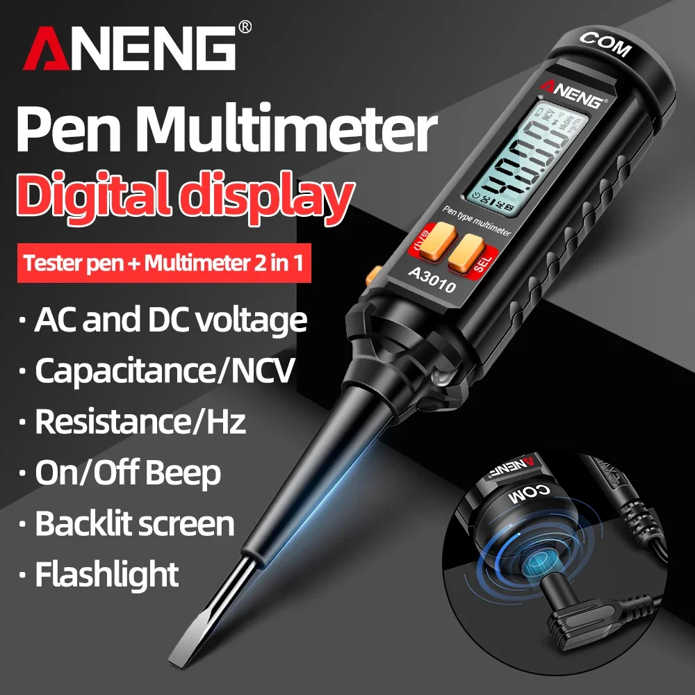 ANENG A3010 Smart Sensing Digital Measuring Pen  Smart Dual Use 4000 Counts 600V AC Voltage NCV Backlight  Electrical Testing